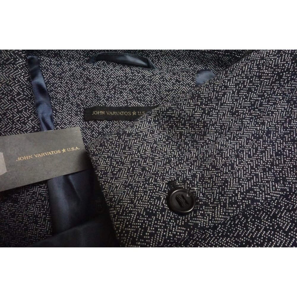 John Varvatos Blue White Pattern Seville Soft Sport Coat Jacket Sz 38 Brand New